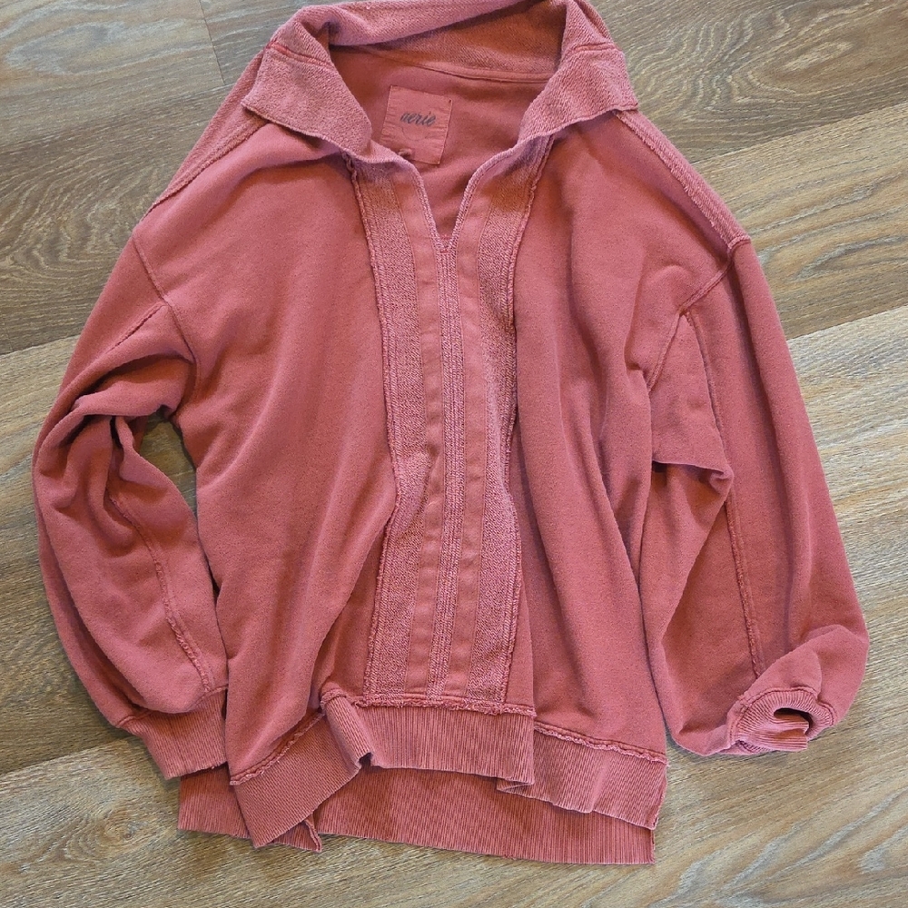 Aerie Rust Zip-Up Jacket